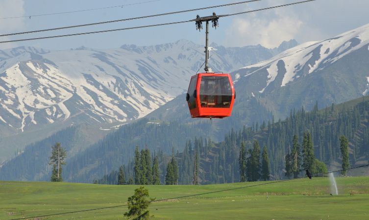 Gulmarg red cable car on focus photography -Landscapes of India