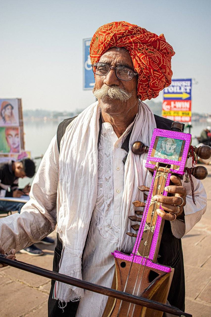 indian man musician india outdoors