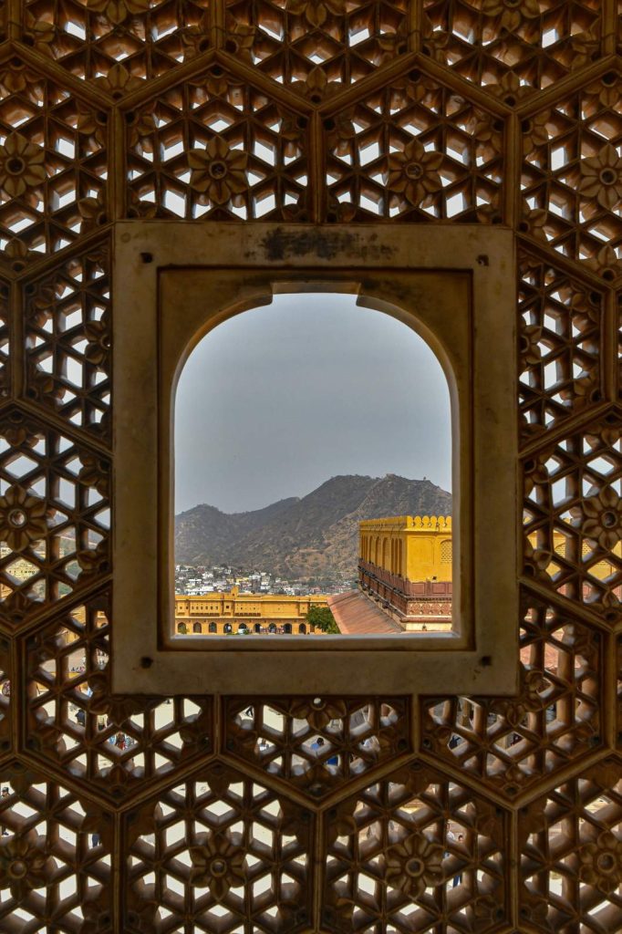 view from a window of the amber fort in amer rajasthan india